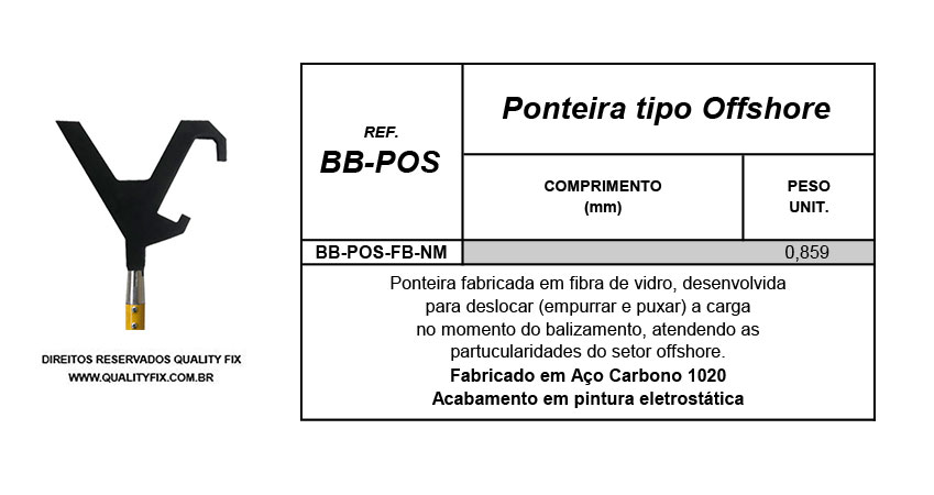 Tabela de Especificações - Ponteira Off Shore - Bax Company