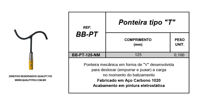 Tabela de Especificações - Ponteira T - Bax Company