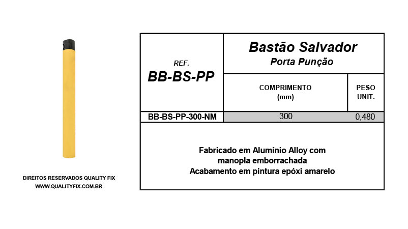 Tabela de Especificações - Bastão Salvador Porta Função - Bax Company